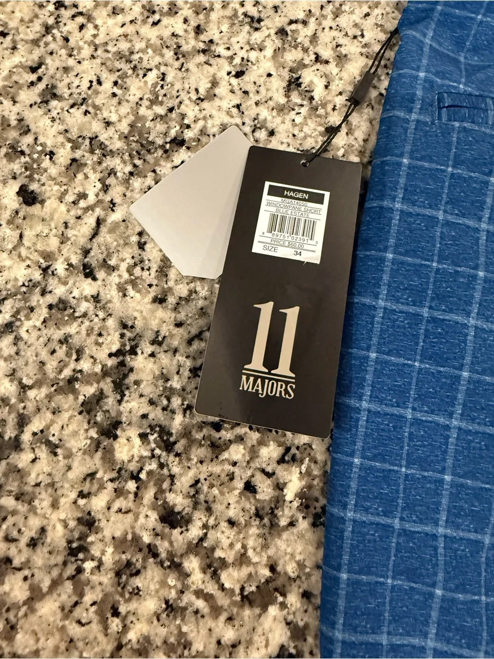Walter Hagen Blue Windowpane Flat Front Men's Golf Shorts NWT